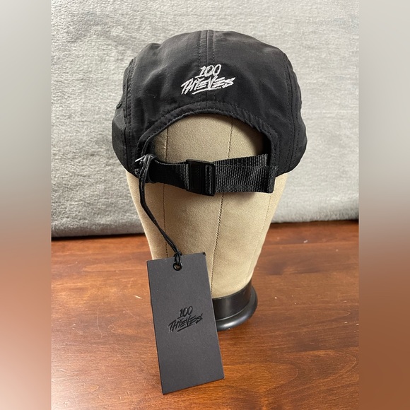 100 Thieves Nylon Hat 5 Panel New With Tags Adjustable Buckle Nylon Strap Black - Picture 6 of 11